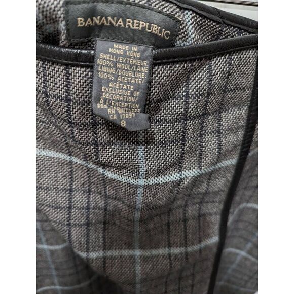 Banana Republic plaid faux leather trim wool pencil skirt size 8 - Picture 5 of 5